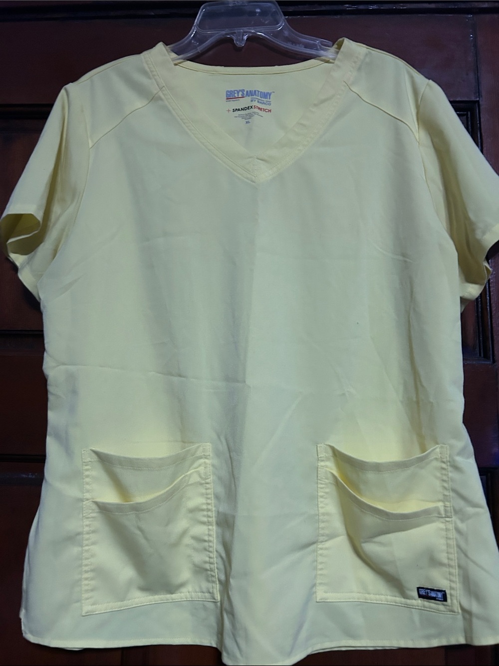Grey's Anatomy Women's V-Neck Scrub Top in Light Yellow